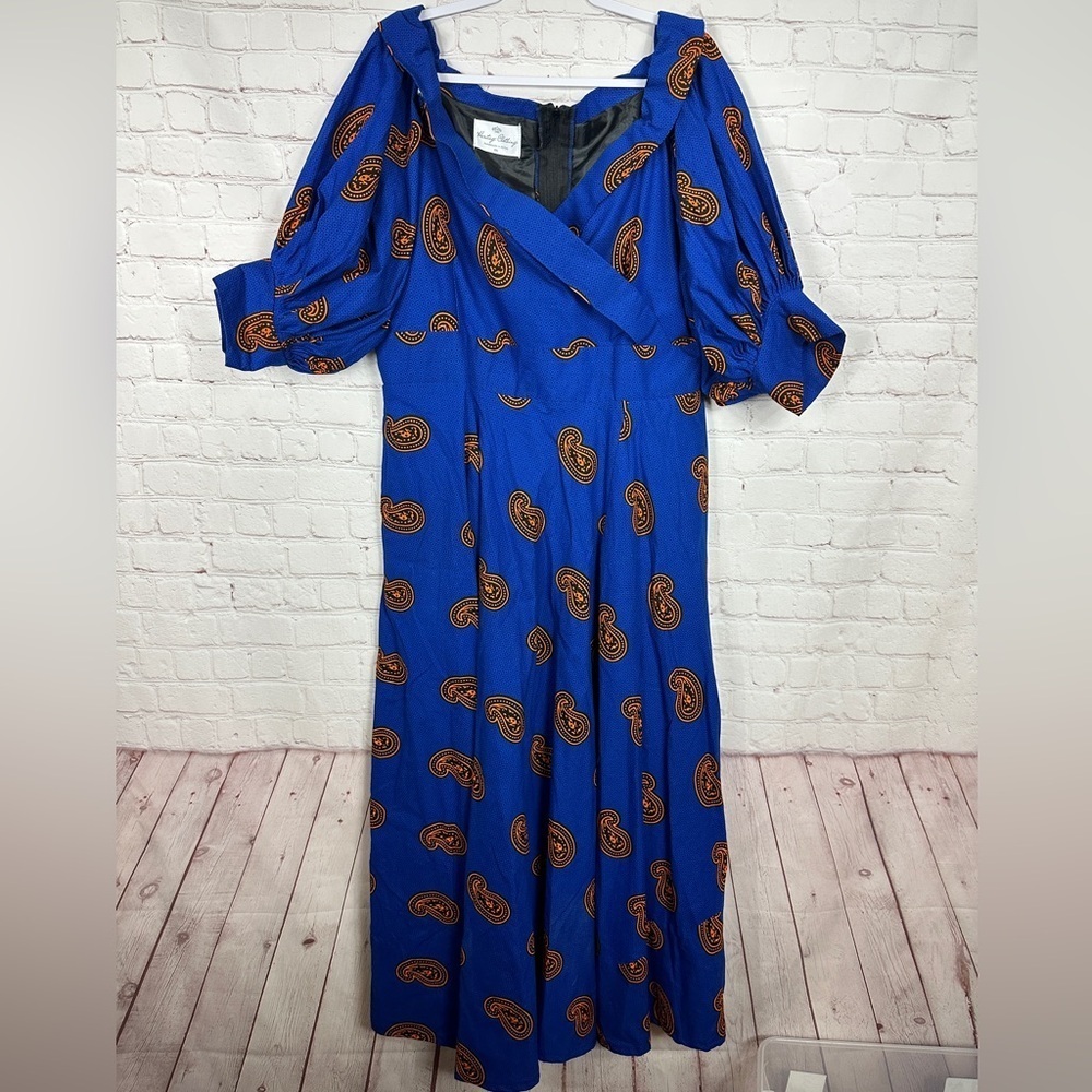 Heritage Clothings Handmade in Africa blue women's maxi dress, sz 2XL, EUC